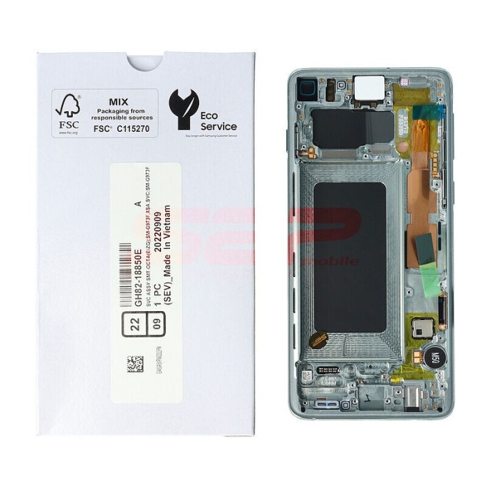 LCD+Touchscreen cu Rama Samsung Galaxy S10 / G973 PRISM GREEN original