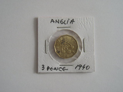 M3 C50 - Moneda foarte veche - Anglia - three pence - 1940 foto