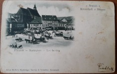 Carte postala, Brasov, loc de targ, inceput de secol XX