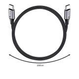 Cablu USB Type-C PD, 100W, 20V / 5A, 480 Mbps, Aluminiu/Nailon/PVC, 200 cm, Negru, Izoxis