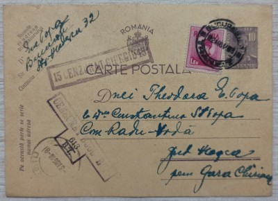 Carte postala circulata Cenzurat Giurgiu 15, 1944 foto