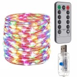 Instalatie luminoasa de Craciun cu Telecomanda si Temporizator, 300 LED-uri, Alimentare USB, 8 Moduri de Iluminare, Rezistenta la umezeala, 30 m, Mult