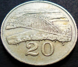 Moneda exotica 20 CENTI - ZIMBABWE, anul 1989 * cod 205, Africa