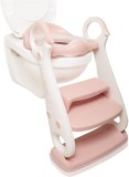 Scaun toaleta pentru copii Beartop, cu trepte, polipropilena, alb/roz, 42 x 30 x 38-48 cm