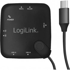 Hub USB Logilink UA0344 3x USB 2.0 + Card reader Black foto