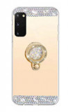 Husa silicon oglinda , inel si pietricele Samsung Galaxy S20 Plus , Auriu, Alt model telefon Samsung