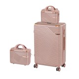 Set Valize Leziter TraveLux Urban XIV - 3 Buc (Mana, Medie, Trusa), ABS, Roz-Auriu, Roti 360