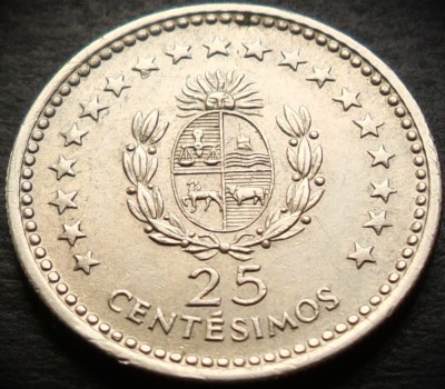 Moneda exotica 25 CENTESIMOS - URUGUAY, anul 1960 * cod 2691 foto