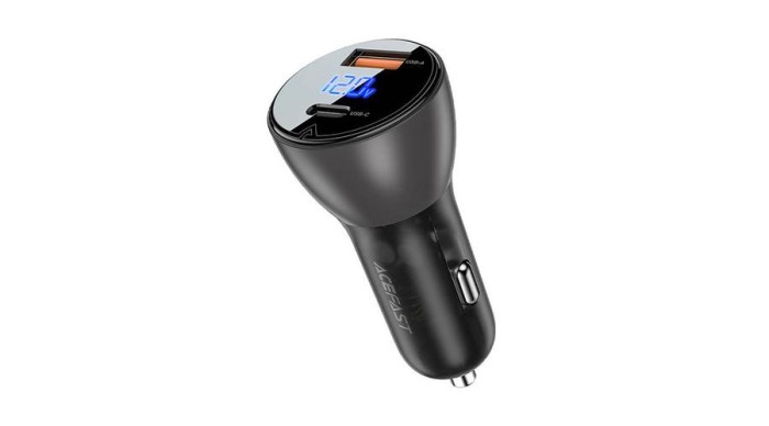 Acefast B6 Car Charger 63W, USB + USB-C, cu ecran (negru)