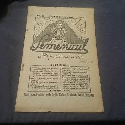 Revista Semenicul anul II nr 2 din data de 15 februarie 1929 Lugoj / 32 pagini foto