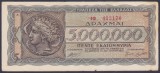 Bancnota Grecia 5.000.000 Drahme 1944 - P128 XF