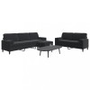 VidaXL Set de canapele cu perne/rulouri, 3 piese, negru, catifea 3278506