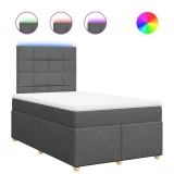 Cumpara ieftin Pat box spring cu saltea, gri inchis, 120x200 cm, textil