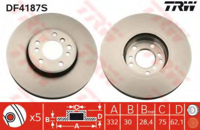 Disc frana BMW X3 (E83) (2004 - 2011) TRW DF4187S foto