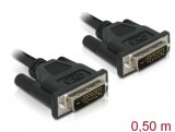 Cablu DVI 24+1 la DVI 24+1 pini T-T 0.5m negru, Delock 84369