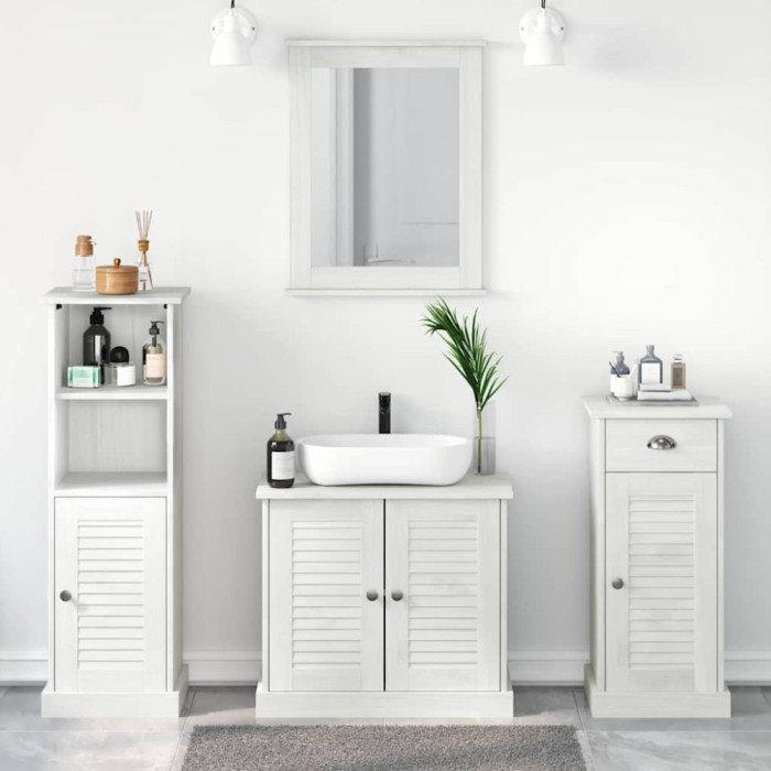 vidaXL Set de mobilier pentru baie cu sertar 3 pcs alb antichizat 3328546