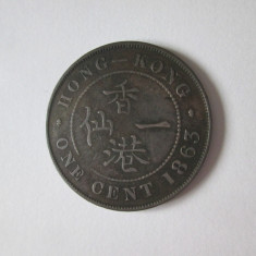 Hong Kong 1 Cent 1863 regina Victoria,patină deosebitaă