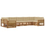 vidaXL Set de canapele de exterior cu pernă 7 pcs Natural și Bej 3383811