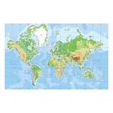 Harta decorativa mapamond, PVC, fara sipci, rezistenta la apa, pentru perete, 50x70 cm