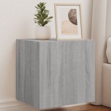 Comode TV vidaXL cu LED, 2 buc, Gri Sonoma, 40.5x35x40cm, Montare pe Perete, Dulap Media Living