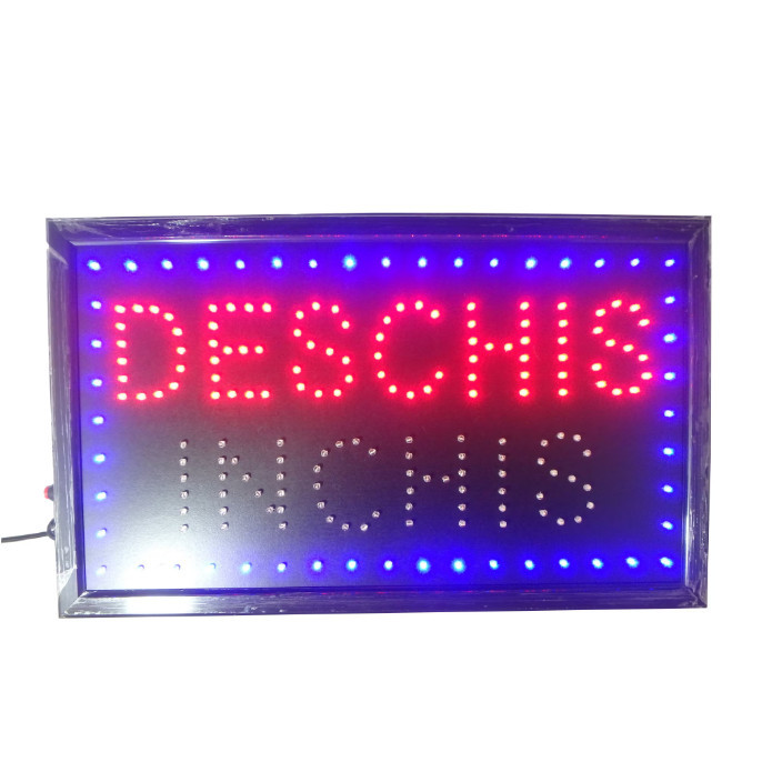 Semn luminos LED Deschis-Inchis, Panou afisaj vitrina Firma Magazin 50x25cm