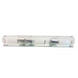 Aplica oglinda 3 e27, pentru perete, schelet inox cu oglinda, abajur alb cu transparent