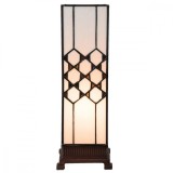 Cumpara ieftin Veioza cu baza din polirasina maro si abajur din sticla Tiffany 12x12x36 cm
