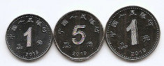 China Set 3 - 1, 5 Jiao, 1 Yuan 2019 - KM-New UNC !!! foto