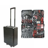 Cumpara ieftin Set scule multifunctional 187 piese in troler rigid ABS si aluminiu, unelte profesionale crom vanadiu, kit complet cu roti si maner extensibil pentru