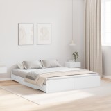 vidaXL Cadru de pat cu depozitare cu sertar cu headboard cu depozitare Alb 135 x 190 cm PAL