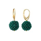 Cumpara ieftin Cercei Argint 925 placat aur cu agat verde smarald, Handmade Made in Italy, 3cm, Diva