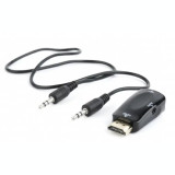 ADAPTOR video GEMBIRD splitter HDMI (T) la VGA (M) + Jack 3.5mm (T) rezolutie maxima Full HD (1920 x 1080) la 60Hz cablu audio 3.5 mm jack black &amp;quot