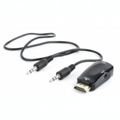 ADAPTOR video GEMBIRD splitter HDMI (T) la VGA (M) + Jack 3.5mm (T) rezolutie maxima Full HD (1920 x 1080) la 60Hz cablu audio 3.5 mm jack black &quot