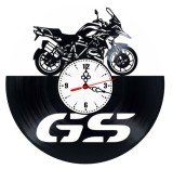 Ceas Decorativ Perete Disc Vinil BMW GS Motocicleta Negru 30cm Artizanal