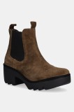 Fly London botine din piele &icirc;ntoarsă TRIG514FLY culoarea maro, cu toc drept, P501514010