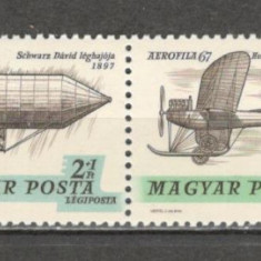 Ungaria.1967 Posta aeriana:Expozitia filatelica AEROFILA-streif SU.276