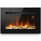 HOMCOM Șemineu Electric de 60 cm, &Icirc;ncastrat sau de Perete, 1800 W, Temporizator 24 de Ore, Flacără Reglabilă, Cristale | Aosom Romania