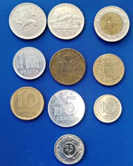 Lot 10 monede straine, romanesti și jetoane, circulate conform foto 26H: Spania Bulgaria Antilele Olandeze Lituania Ungaria Spania Israel Rom&acirc;nia
