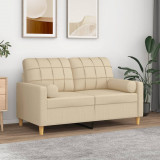 VidaXL Canapea cu 2 locuri cu pernuțe, crem, 120 cm, textil 3200776