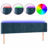 Cumpara ieftin Tablie de pat cu LED, albastru inchis, 163x16x78/88 cm, catifea