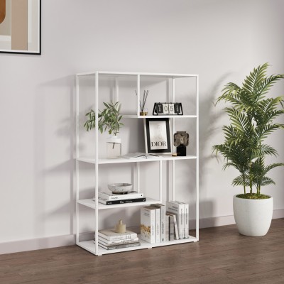 Raft carti de sine statator Sievi 126x85x35cm otel alb mat [en.casa] HausGarden Leisure foto