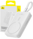 POWER BANK Baseus Magnetic Mini Wireless, 10000mAh, 30W, 2 x USB Type-C output/input, 15W wireless charging, alb, &amp;quot;P1002210B223-00&amp;quot; (timbru