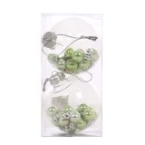 Globuri de Craciun, transparente + verde, SY18CD-039, 10 cm, plastic, rotunde, set 2 bucati
