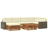 vidaXL Set de canapele de exterior cu pernă 7 pcs Natural și Crem 3383608