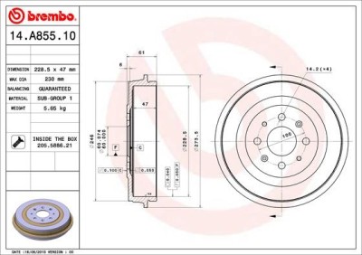 BREMBO 14.A855.10 ESSENTIAL LINE Tambur frana foto