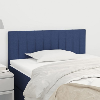 vidaXL Tăblie de pat, albastru, 100x5x78/88 cm, textil foto