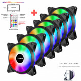 Kit Ventilatoare RGB 6 BUC cu Telecomanda și HUB upHere RGB LED PC Fan