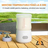 Incalzitor Biberoane Portabil ADESSNA,4 Moduri temperatura, Baterie 9000 mAh,5 Adaptoare, Incarcare USB, Incalzire rapida/Pastrare la cald, Husa