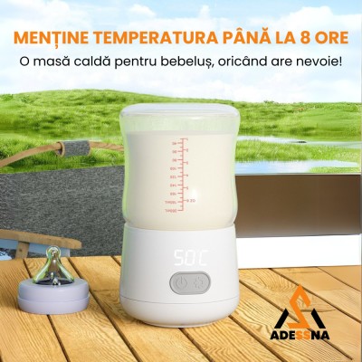 Incalzitor Biberoane Portabil ADESSNA,4 Moduri temperatura, Baterie 9000 mAh,5 Adaptoare, Incarcare USB, Incalzire rapida/Pastrare la cald, Husa foto