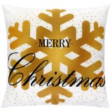 Cumpara ieftin Fata de perna decorativa Merry Christmas, 40 x 40 cm, cu fermoar, poliester, alb / auriu
